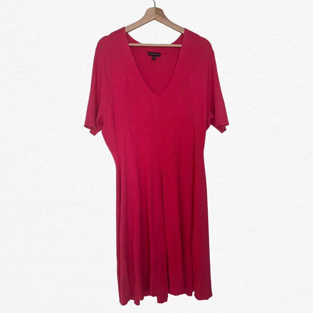 Lane Bryant Magenta ribbed knit dress